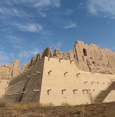 Kyzyl Kala with restored portions.