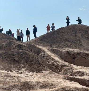 Tourists seeing the sights at Toprak Kala.