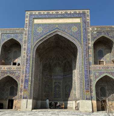 Inner courtyard (and summer classroom) at Ulugh Beg's madrasa, Samarkand