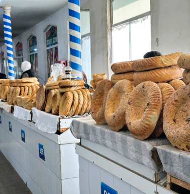 One - and only one - array of bread for sale.