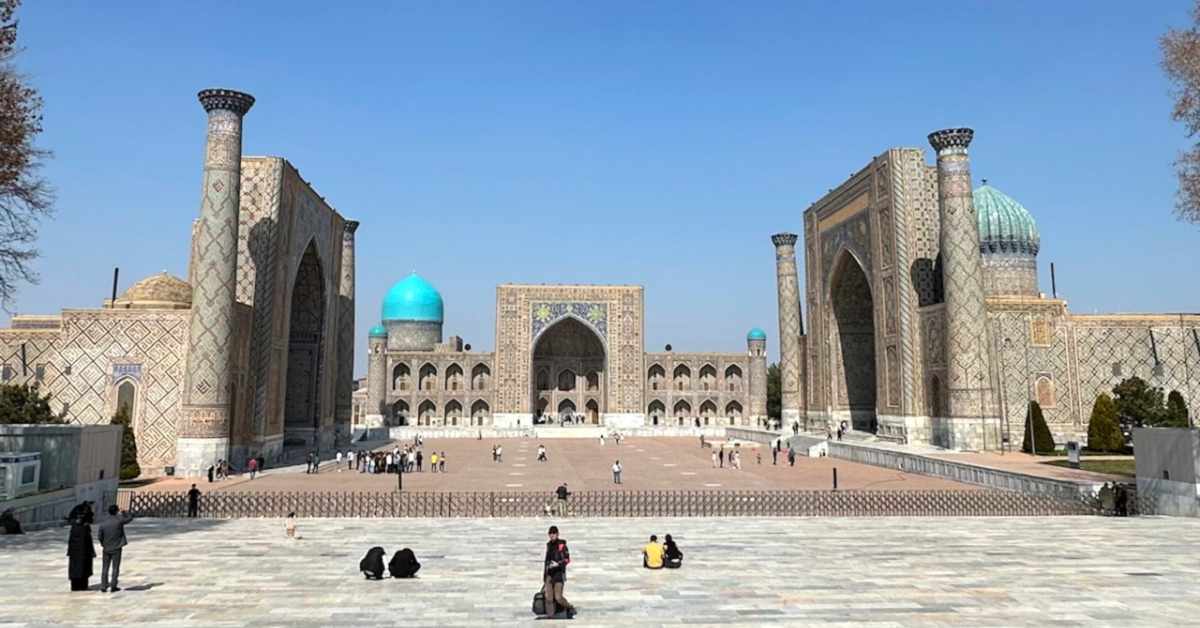 The three facing madrassahs at Registan.